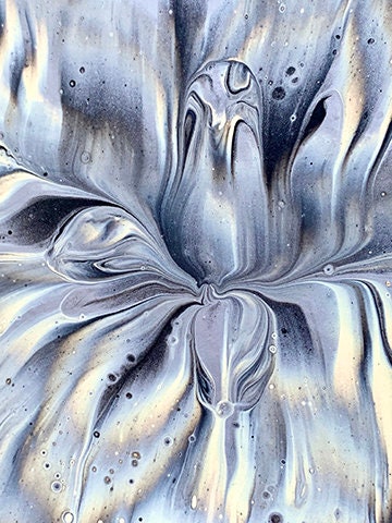 EMULSION: Ghost Flower Painting • Acrylic Abstract Art • Acrylic Painting • Modern Art • 11" x 14" Canvas Board • Black & White Dimensional