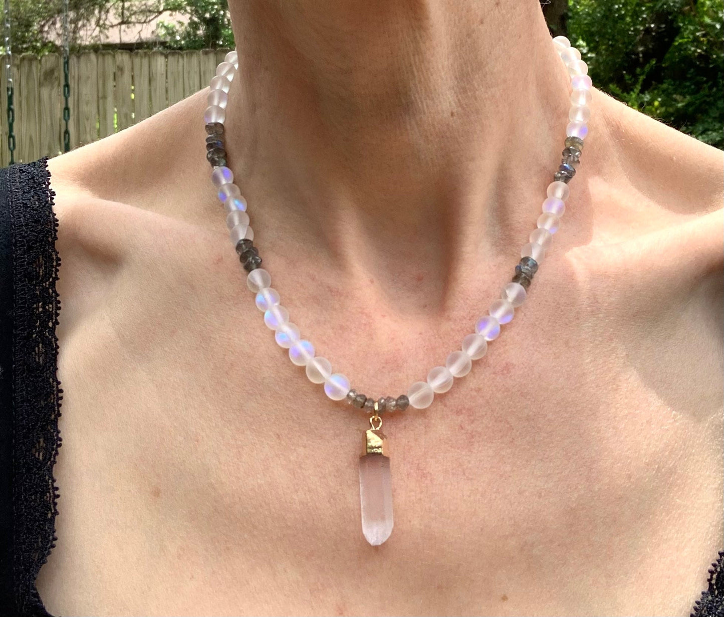 Iridescent and Labradorite Quartz Necklace