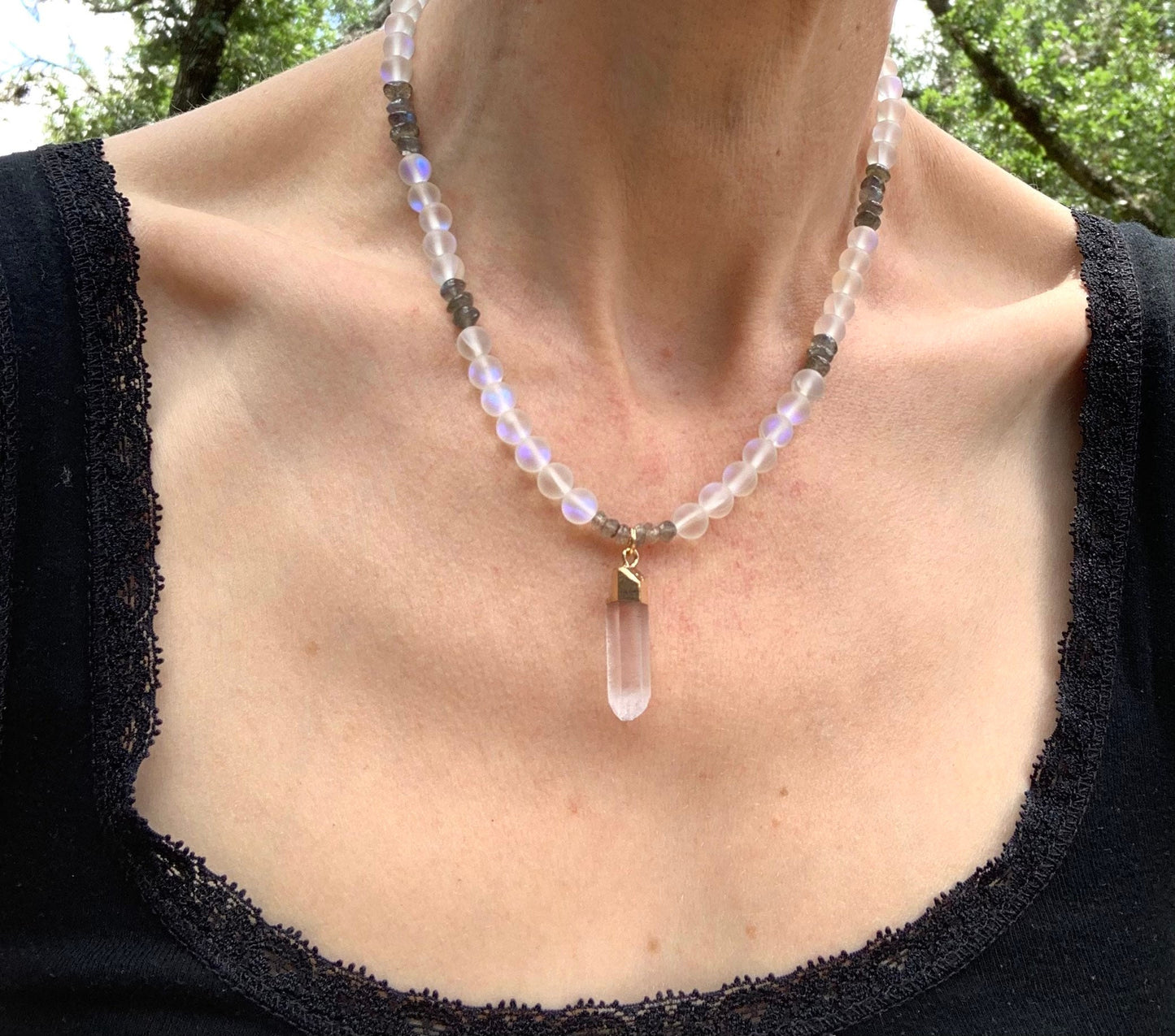 Iridescent and Labradorite Quartz Necklace