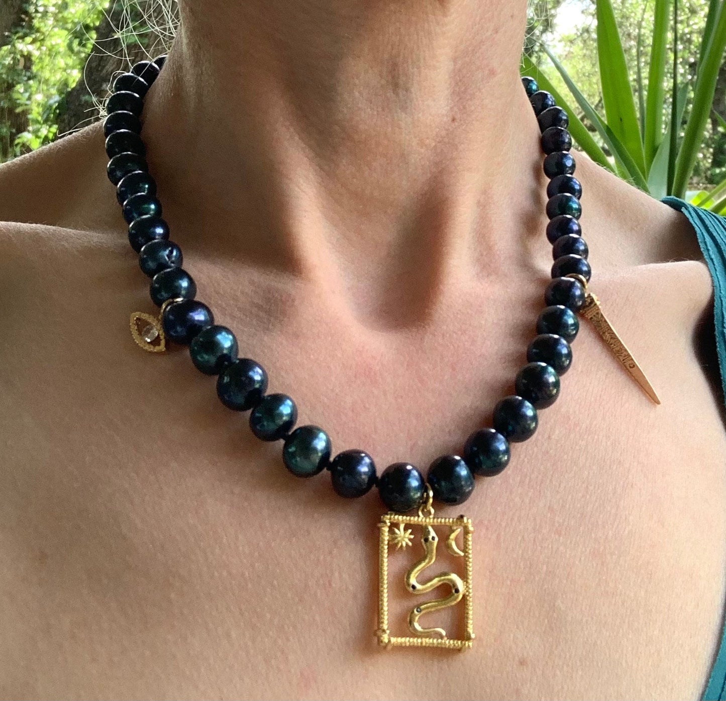 Magical Black Charmed Pearls