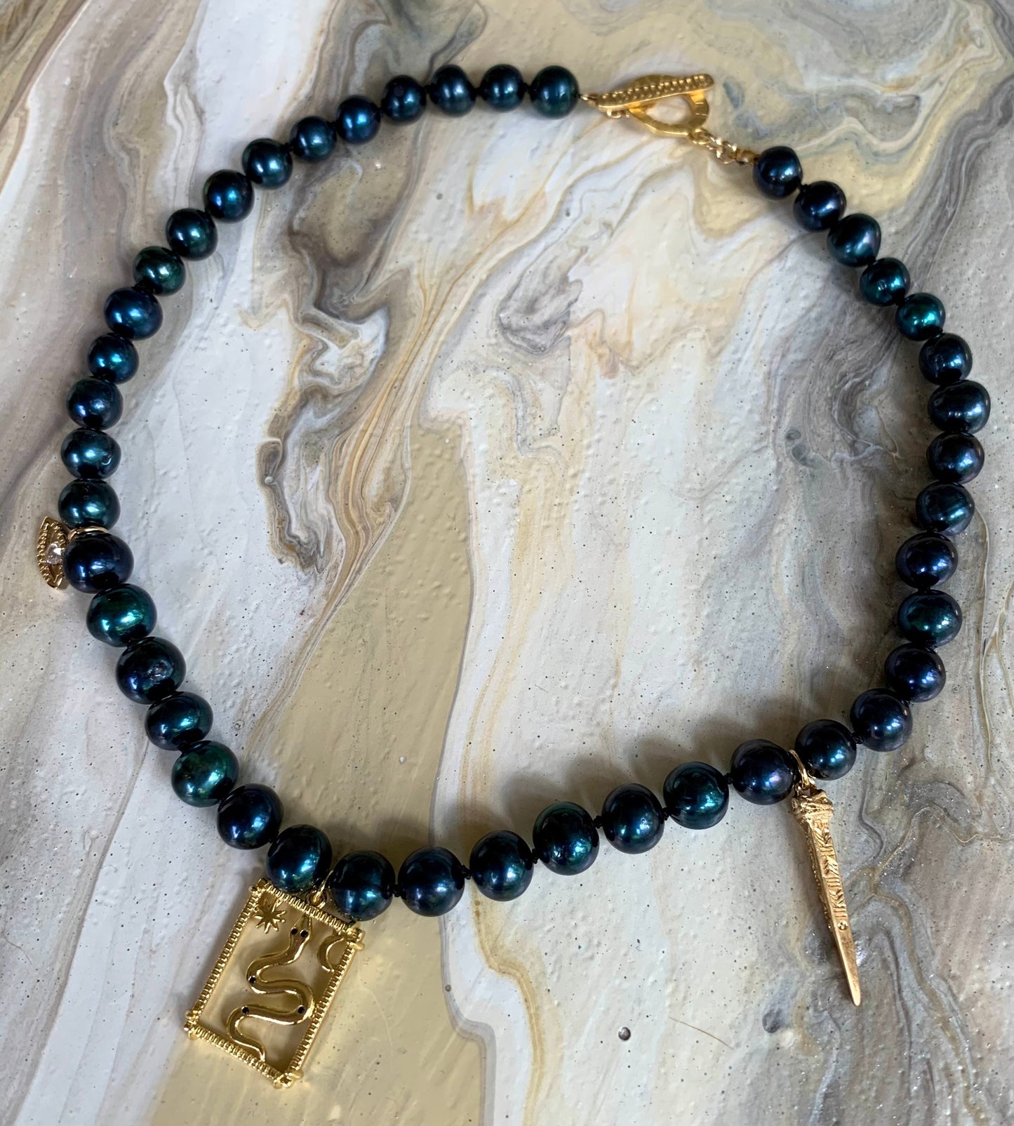 Magical Black Charmed Pearls