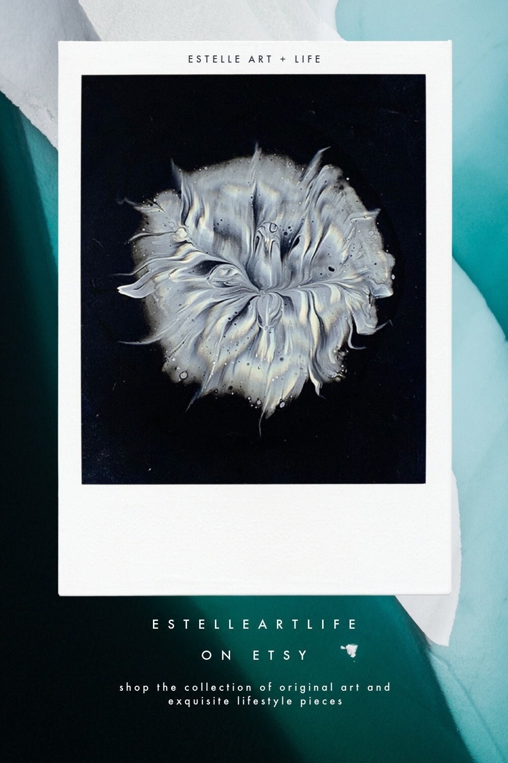 EMULSION: Ghost Flower Painting • Acrylic Abstract Art • Acrylic Painting • Modern Art • 11" x 14" Canvas Board • Black & White Dimensional