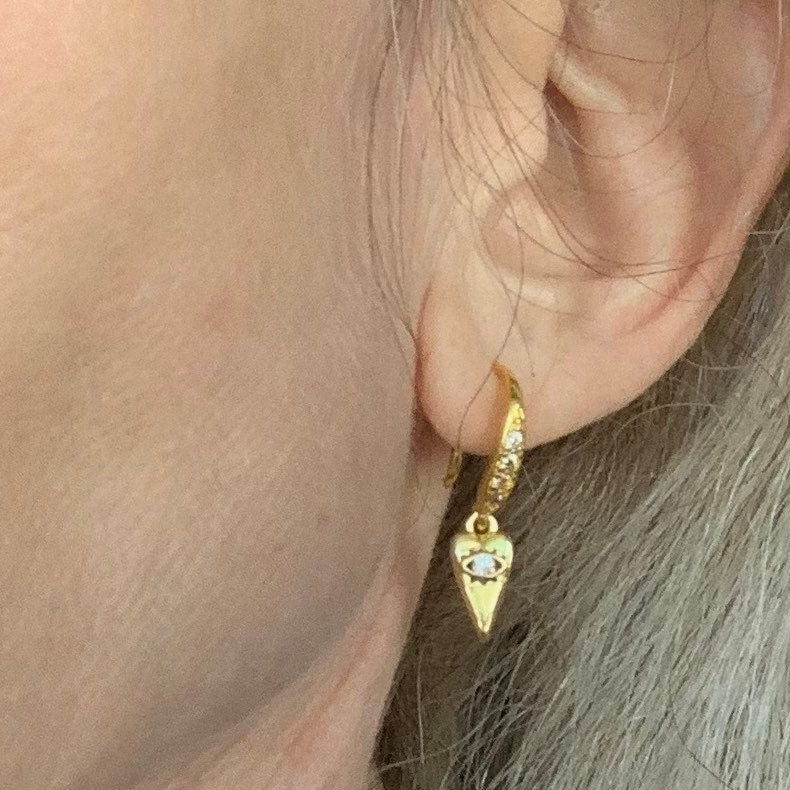 Gold Overlay Evil Eye Cubic Zirconia Delicate & Detailed Earrings