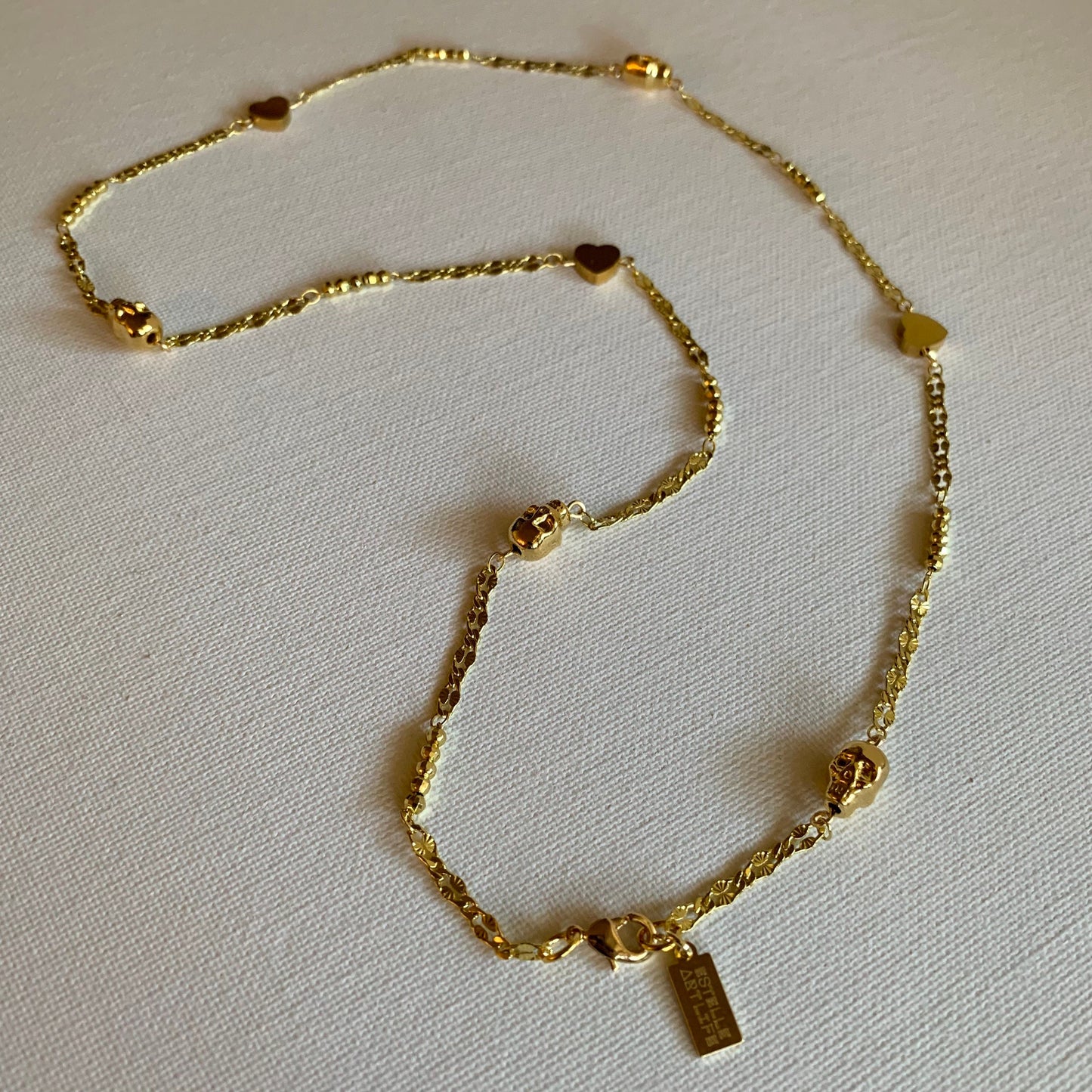 Gold Hearts & Skulls Custom Design Chain Necklace