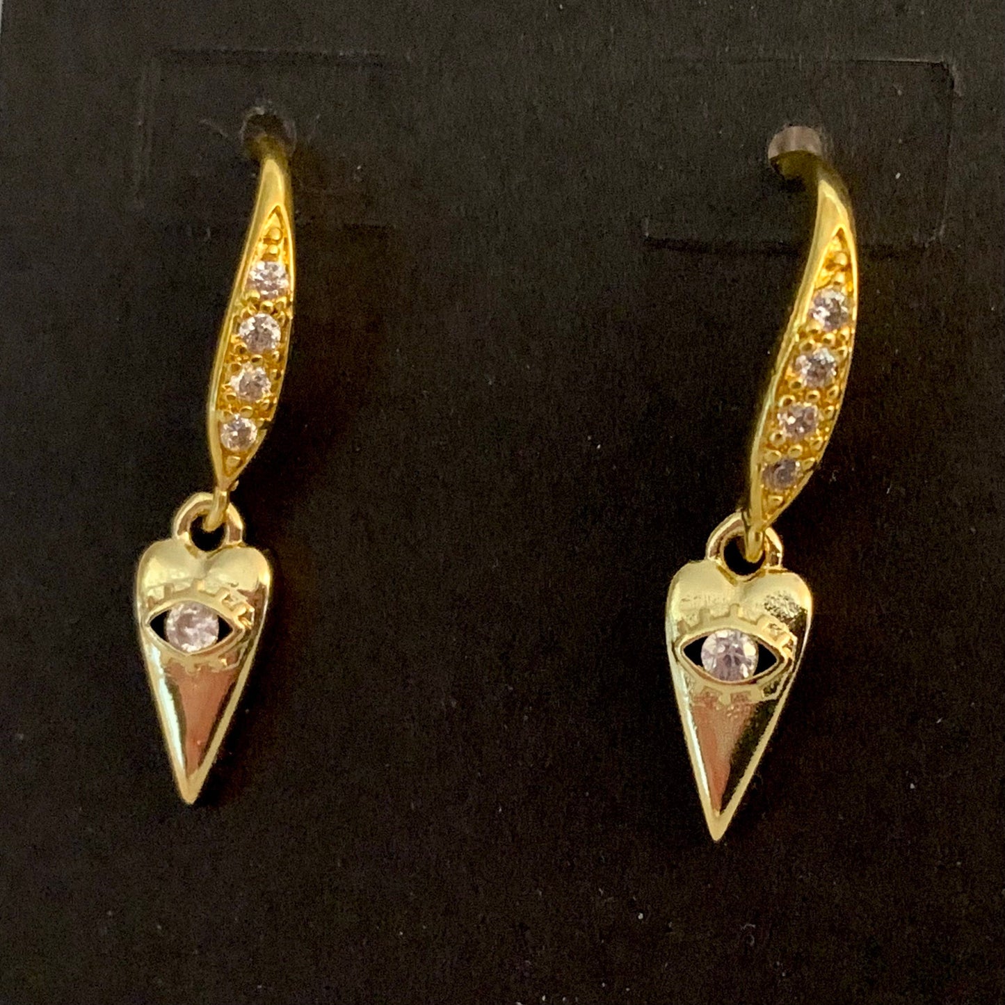 Gold Overlay Evil Eye Cubic Zirconia Delicate & Detailed Earrings