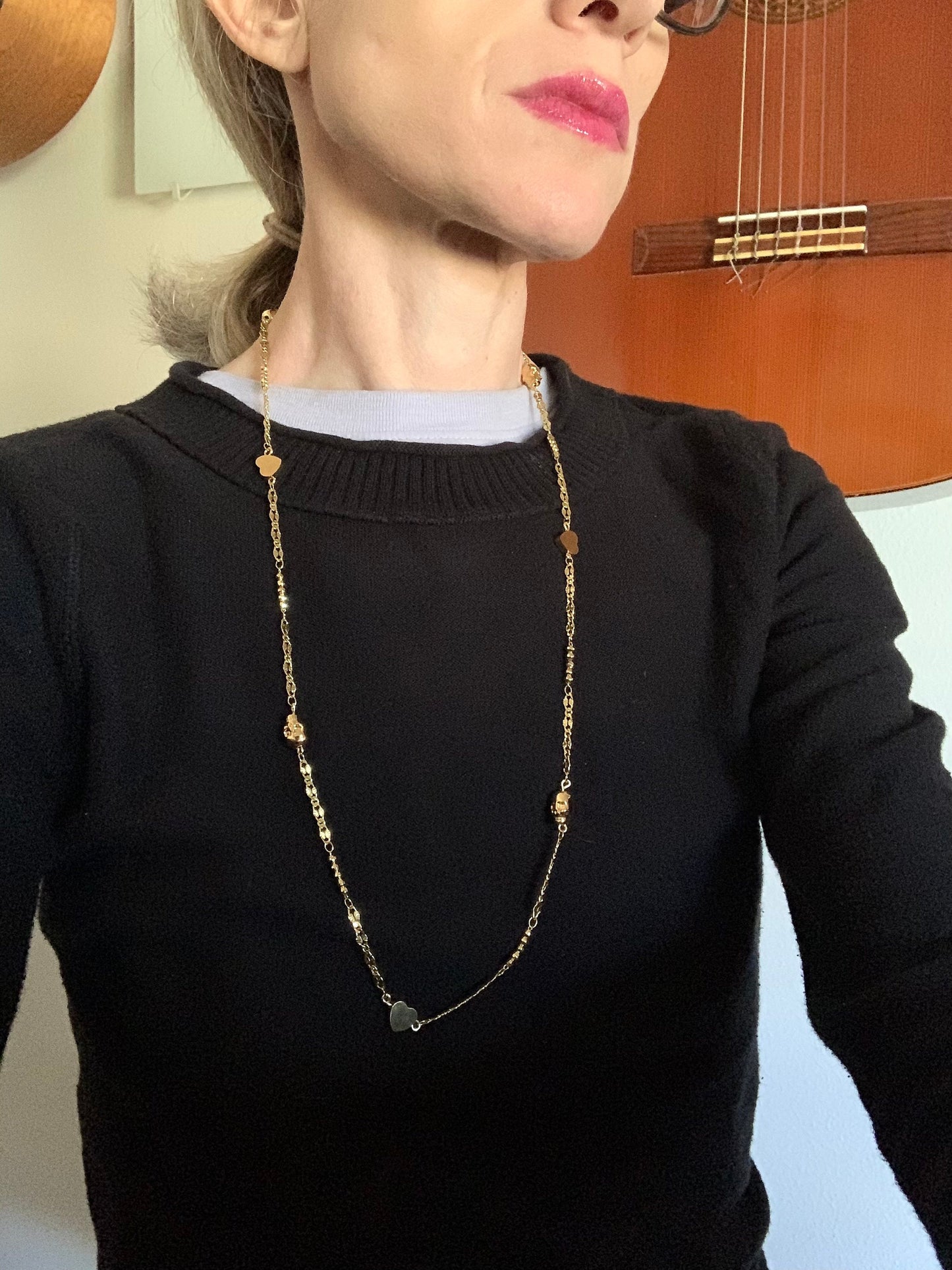 Gold Hearts & Skulls Custom Design Chain Necklace