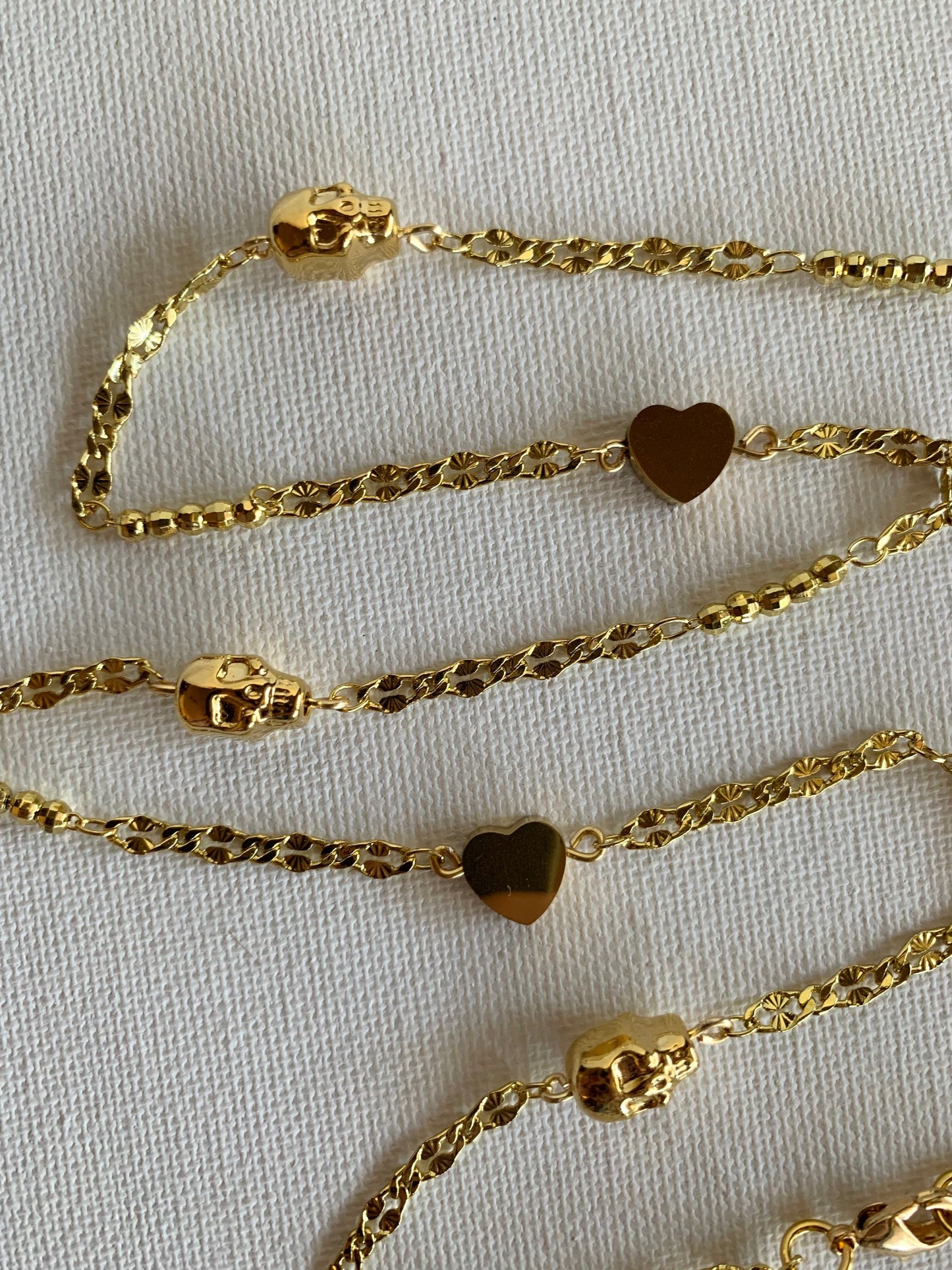 Gold Hearts & Skulls Custom Design Chain Necklace