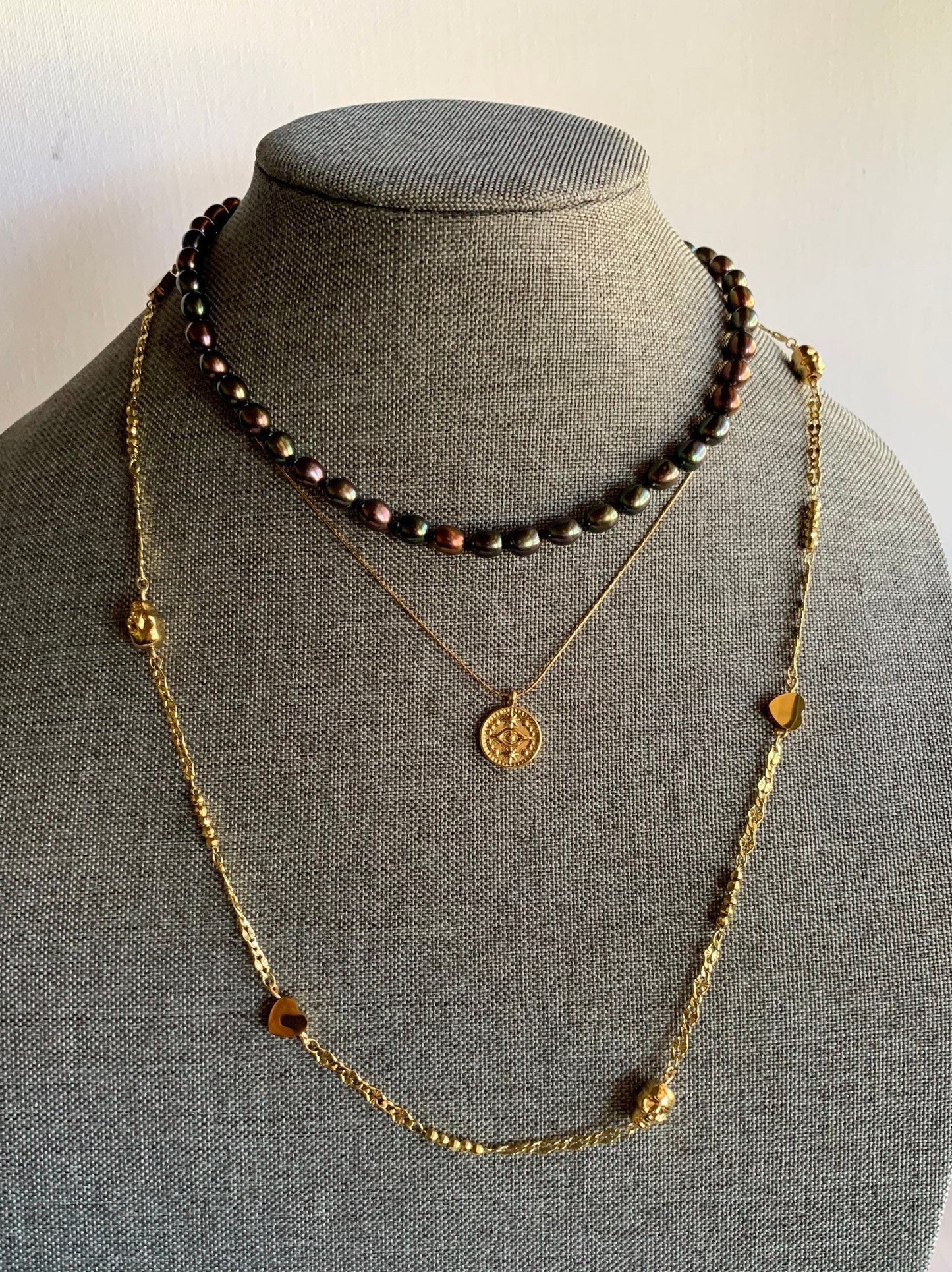 Gold Hearts & Skulls Custom Design Chain Necklace