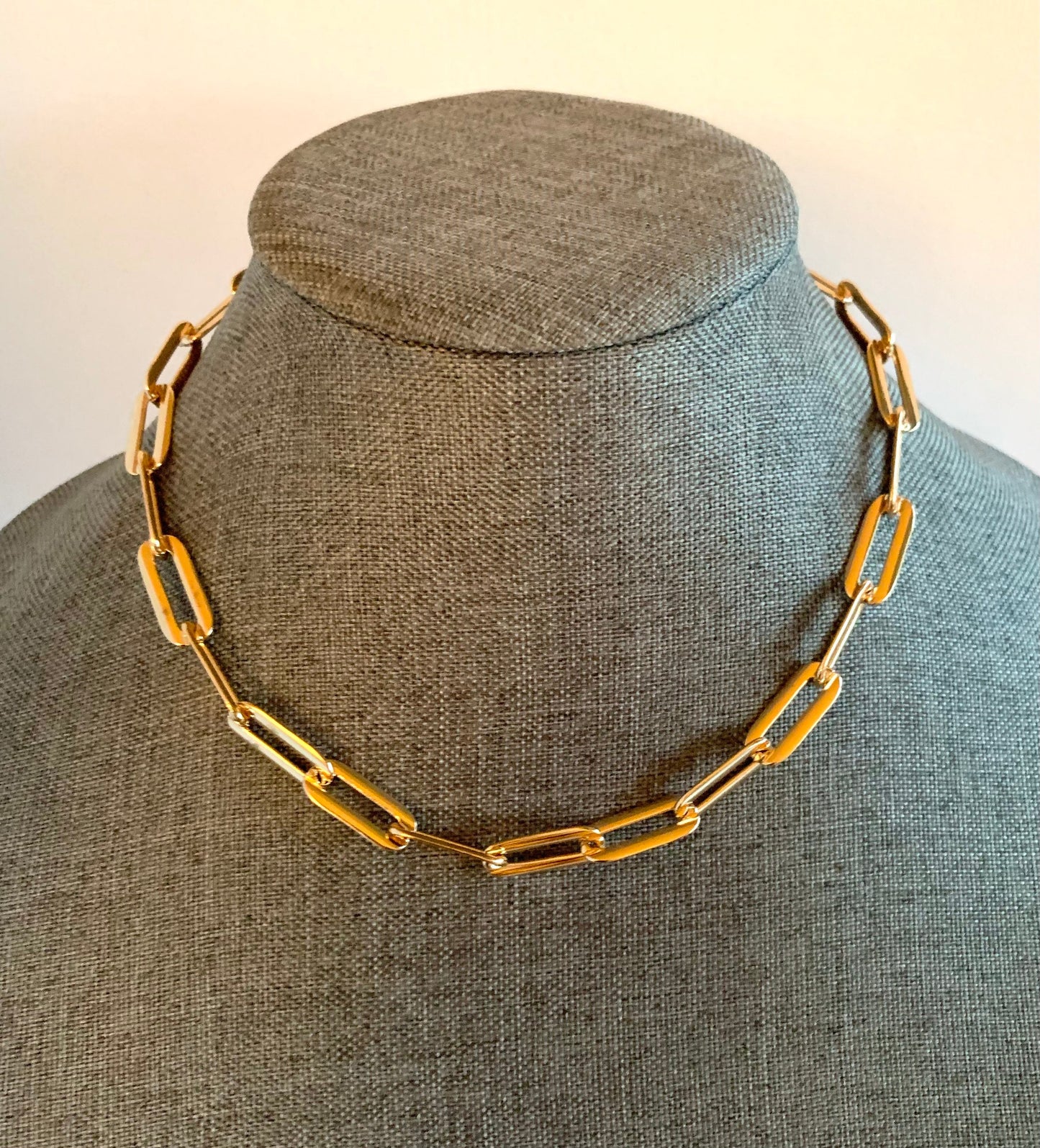 Rectangular Gold Chain Everyday Necklace